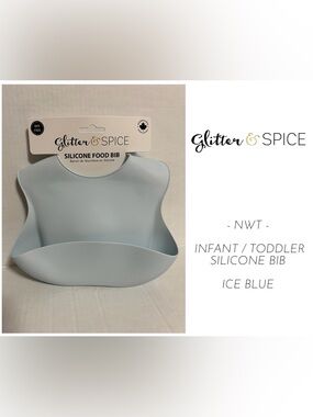 🆕GLITTER & SPICE - NWT - ICE BLUE SILICONE BIB